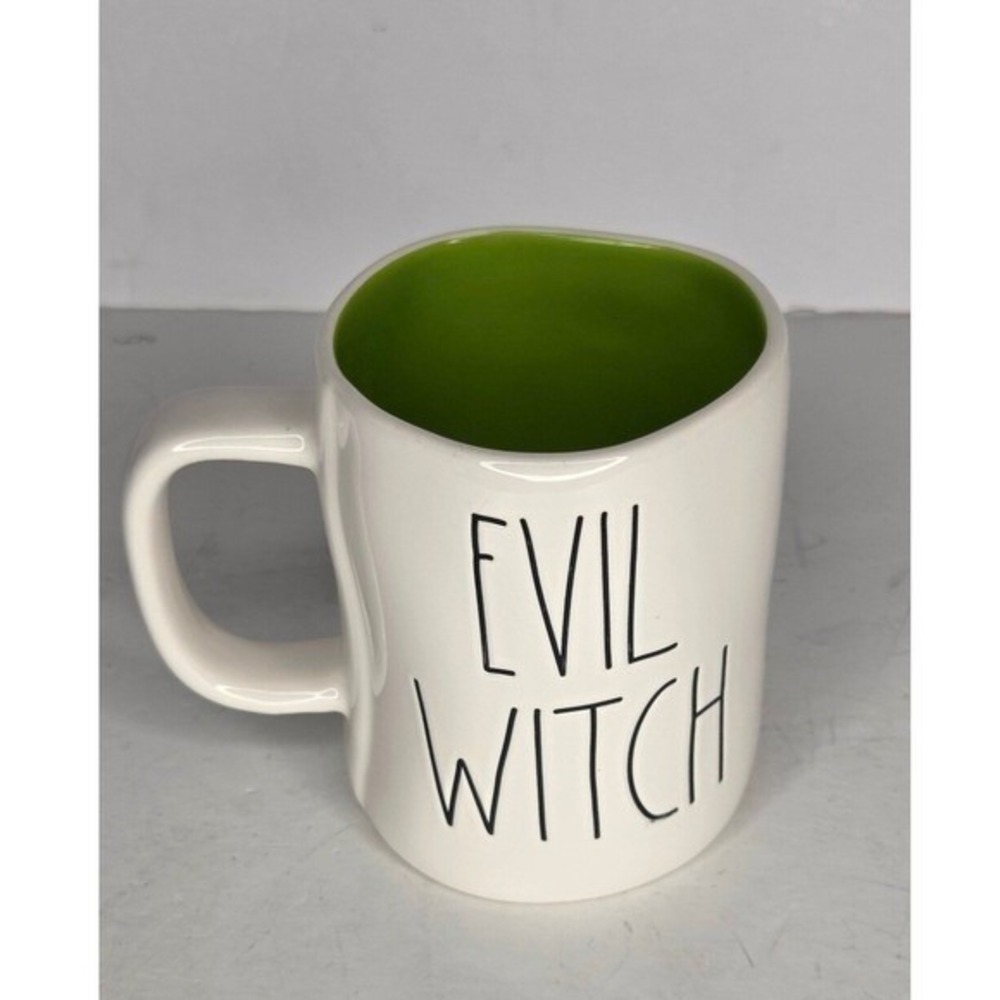 Rae Dunn Disney Villains Evil Witch Mug Snow White Old Hag Green Interior White